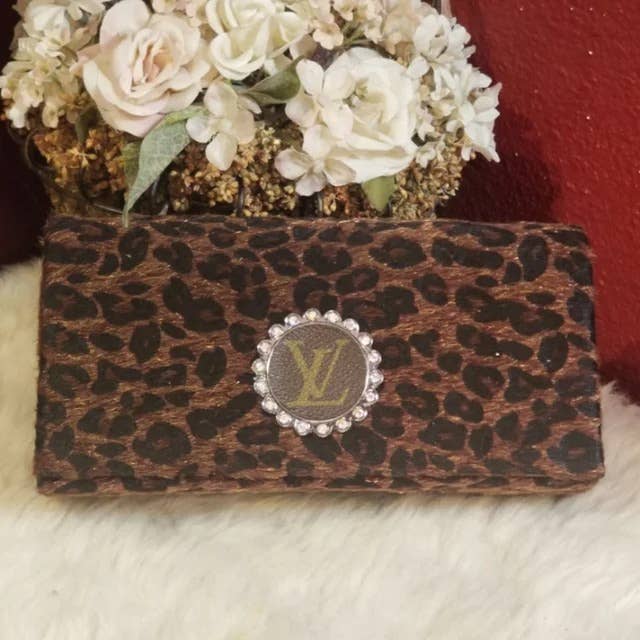 Authentic upcycled LV Leopard Clutch Handbag